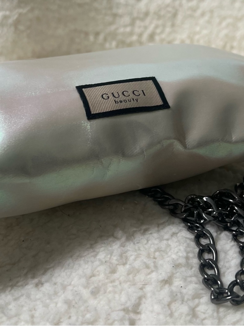GUCCI Upcycled Iridescent Beauty Cream to Crossbody Bag with Black Chain - Picture 6 of 10